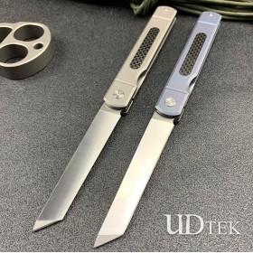Titanium alloy Quartermaster no logo outdoor army survival camping knife with carbon fiber handle UD19018